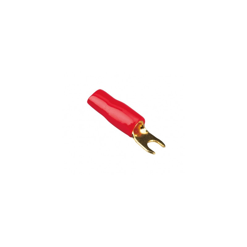 Konektor widełkowy pozłacany 20mm2 4,2mm, czerwony