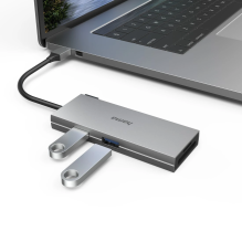 Hama 00200110 USB-C šakotuvas, kelių prievadų, 6 prievadų, 2 x USB-A, USB-C, HDMI, SD, microSD