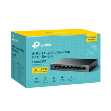 Jungiklis, TP-LINK, LS108GP, darbalaukis / pjedestalis, 8x10Base-T / 100Base-TX / 1000Base-T, PoE+ prievadai 8, LS108GP