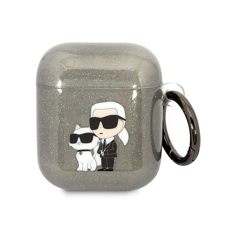 Karl Lagerfeld Karl Lagerfeld KLA2HNKCTGK Airpods 1/2 dangtelis juodas / juodas Blizgučiai Karl&amp;Choupette