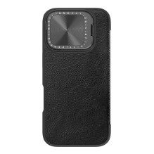 Nillkin Nillkin Qin Prop Leather Case with Camera Cover and Stand for iPhone 16 Pro Max - Black