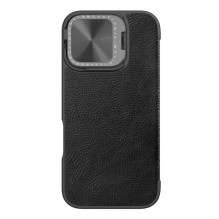 Nillkin Nillkin Qin Prop Leather Case with Camera Cover and Stand for iPhone 16 - Black