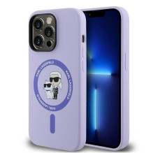 Karl Lagerfeld Karl Lagerfeld HC MagSafe Silicone Karl&amp;Choupette Heads Ring Case for iPhone 14 Pro - Purple