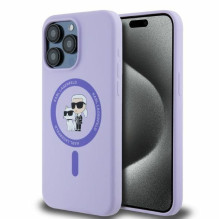 Karl Lagerfeld Karl Lagerfeld Silicone Karl&amp;Choupette Heads Ring MagSafe Case for iPhone 15 Pro Max - Purple