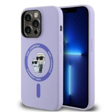 Karl Lagerfeld Karl Lagerfeld Silicone Karl&amp;Choupette Heads Ring MagSafe Case for iPhone 14 Pro Max - Purple