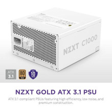 Power Supply, NZXT, PA-0G2BW-EU, 1000 Watts, Efficiency 80 PLUS GOLD, MTBF 100000 hours, PA-0G2BW-EU