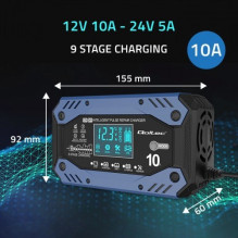 Qoltec 52482 vehicle battery charger 12 / 24 V Black, Blue