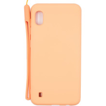 Evelatus Samsung Galaxy A10 Soft Touch Silicone Case with Strap Pink