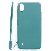 Evelatus Samsung Galaxy A10 Soft Touch Silicone Case with Strap Blue