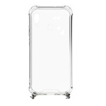 Evelatus Samsung A40 Silicone Transparent with Necklace TPU Strap Silver