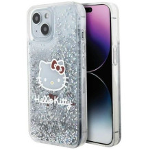 Hello Kitty Apple iPhone 15 6.1 hardcase Liquid Glitter Charms Kitty Hea Transparent Silver