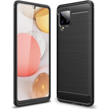 „Hurtel Carbon Case“ lankstus dangtelis TPU dėklas, skirtas Samsung Galaxy A42 5G juodas