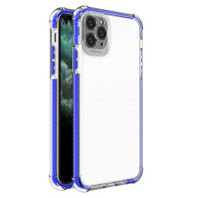 Hurtel Spring Armor skaidrus TPU gelio tvirtas apsauginis dangtelis su spalvingu rėmeliu, skirtas iPhone 11 Pro Max mėly