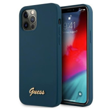 Guess Guess GUHCP12LLSLMGBL iPhone 12 Pro Max 6,7&quot; mėlynas / mėlynas kietas metalinis logotipo scenarijus