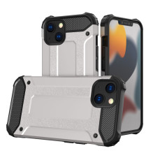 Hurtel Hybrid Armor Case Tough Rugged Cover for iPhone 13 silver