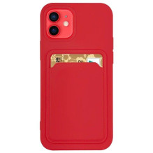 Hurtel Card Case Silicone Wallet with Card Slot Documents for iPhone 12 Pro red