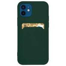 Hurtel Card Case Silicone Wallet Case With Card Slot Documents For Samsung Galaxy S21 + 5G (S21 Plus 5G) Dark Green