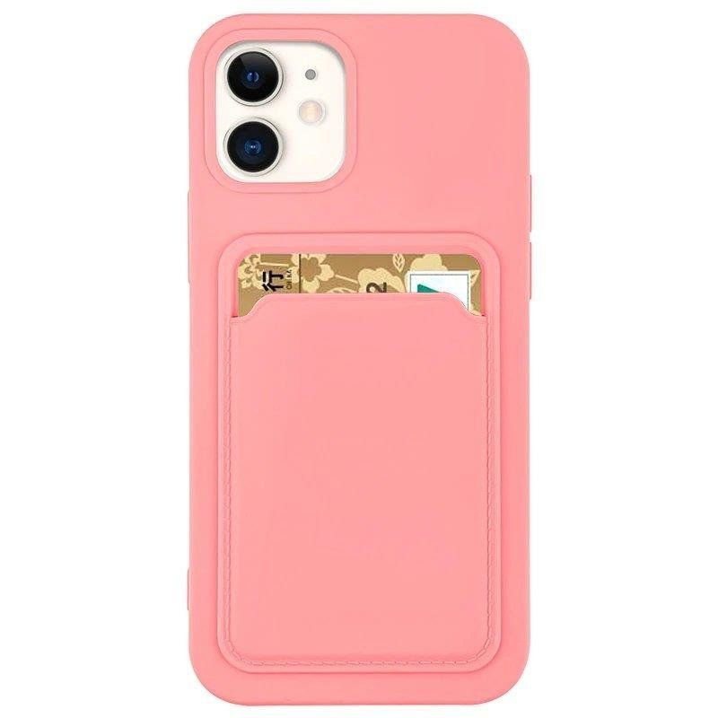 Hurtel Card Case Silicone Wallet Wallet With Card Slot Documents For Samsung Galaxy A72 4G Pink