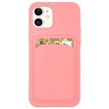 Hurtel Card Case Silicone Wallet Case with Card Slot Documents for Samsung Galaxy A22 4G Pink