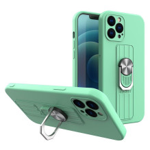 Hurtel Ring Case silikoninis dėklas su rankena pirštu ir stovu iPhone 11 Pro mint