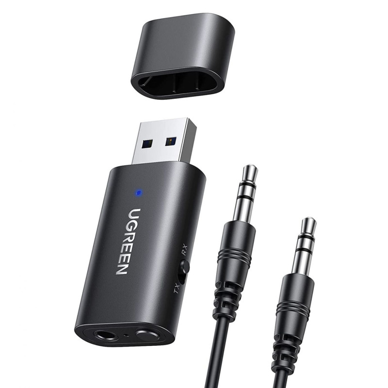 Ugreen Ugreen siųstuvas Bluetooth 5.1 siųstuvas / imtuvas belaidis garso adapteris 3,5 mm mini lizdas, juodas (CM523 603