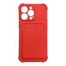 Hurtel Card Armor Case Pouch Cover for iPhone 13 Pro Card Wallet Silicone Air Bag Armor Red