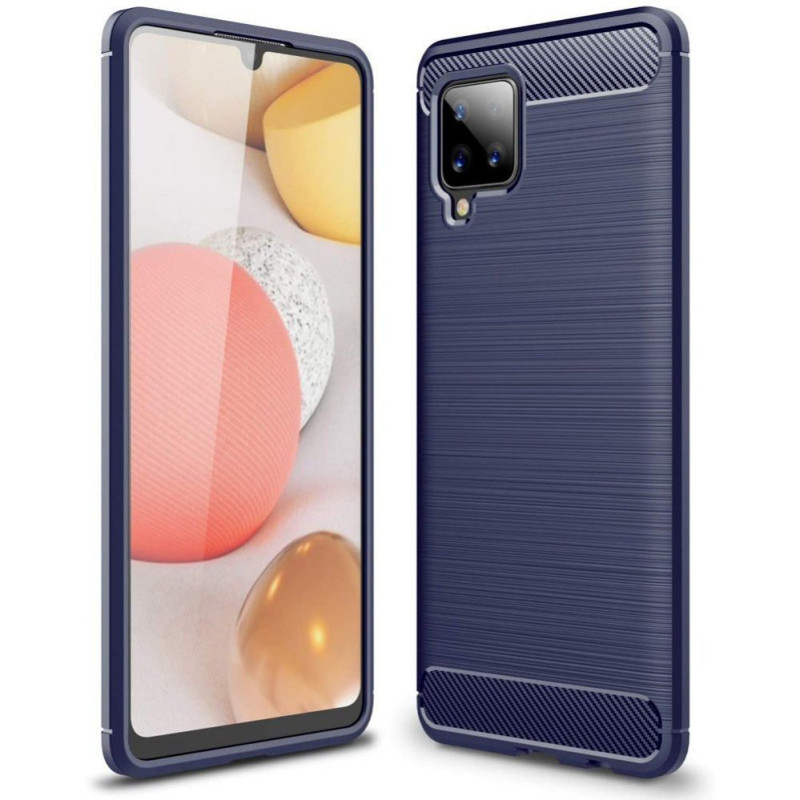 Hurtel Carbon Case Flexible Cover TPU Case for Samsung Galaxy A42 5G blue