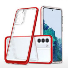 Hurtel Clear 3in1 Case for Samsung Galaxy S21 5G Frame Gel Cover Red