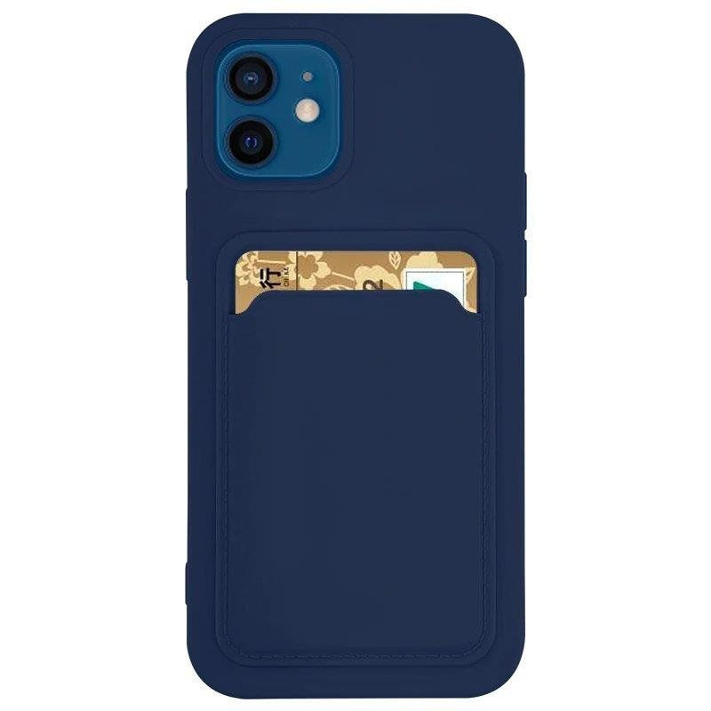 Hurtel Card Case Silicone Wallet Case with Card Slot Documents for Samsung Galaxy A72 4G Navy Blue