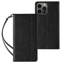 Hurtel Magnet Strap Case for iPhone 12 Pro Pouch Wallet + Mini Lanyard Pendant Black