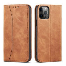 Hurtel Magnet Fancy Case Case for iPhone 12 Pro Pouch Card Wallet Card Stand Brown