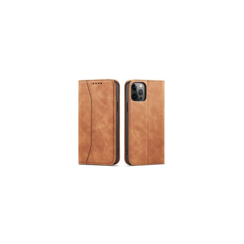 „Hurtel Magnet Fancy Case Case“ dėklas, skirtas „iPhone 12 Pro Pouch Card“ piniginės kortelių stovas rudas