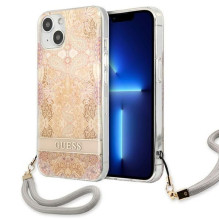 Guess Guess GUHCP13SHFLSD iPhone 13 mini 5,4 colio aukso / aukso kieto dėklo gėlių dirželis