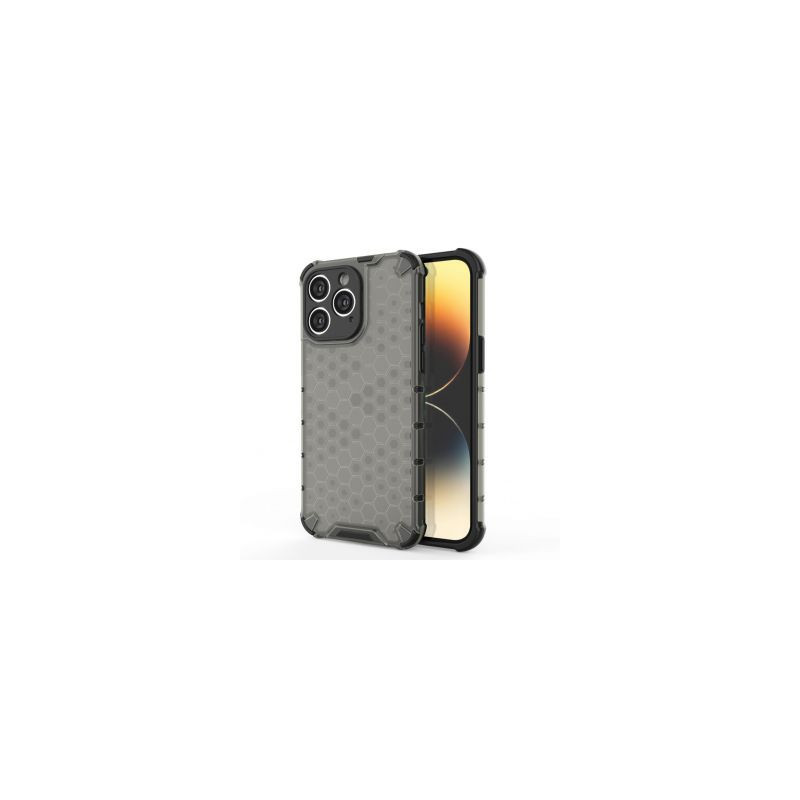 Hurtel Honeycomb case for iPhone 14 Pro armored hybrid cover black