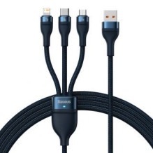 Baseus Baseus Flash Series Ⅱ 3in1 Fast Charging Cable USB-A to USB-C / Micro-USB / Lightning 66W 480Mbps 1.2m Blue