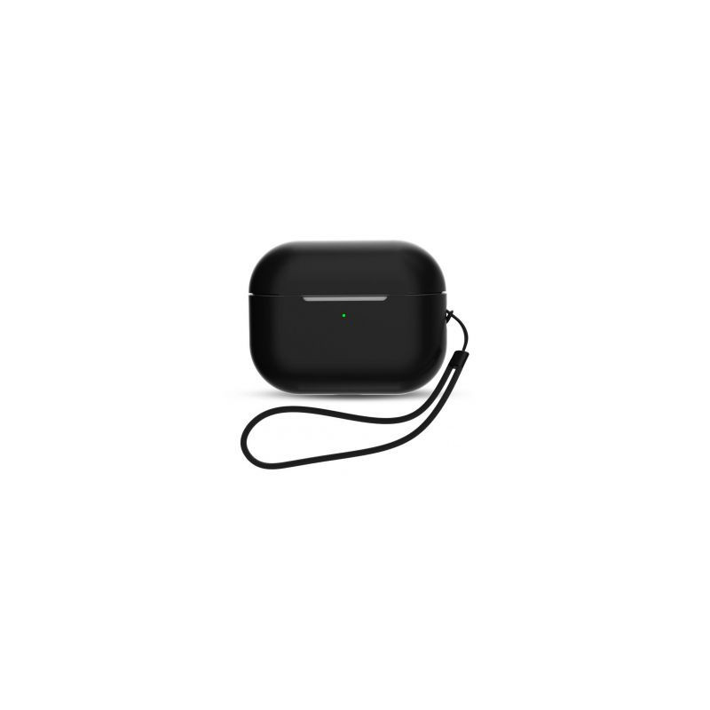 Hurtel Silicone Case for AirPods Pro 2 / AirPods Pro 1 + Wrist Strap Lanyard - black