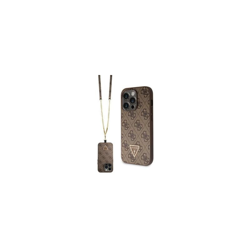 Guess Guess GUHCP14XP4TDSCPW case for iPhone 14 Pro Max 6.7&quot; - brown Crossbody 4G Metal Logo