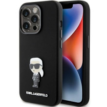 Karl Lagerfeld Karl Lagerfeld Silicone Ikonik Metal Pin case for iPhone 15 Pro Max - black