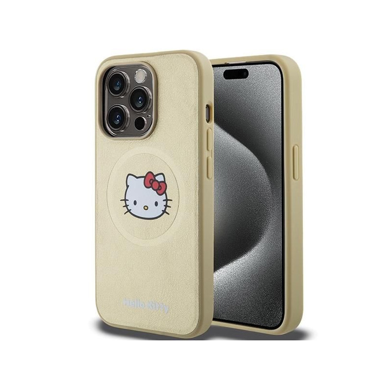 Hello Kitty Hello Kitty Leather Kitty Head MagSafe case for iPhone 15 Pro Max - gold