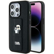 Karl Lagerfeld Karl Lagerfeld Gripstand Saffiano Karl&amp;Choupette Pins case for iPhone 13 Pro / 13 - black