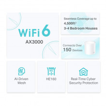 TP-LINK AX3000 Whole Home Mesh WiFi 6 System, Deco X50, 2 pack