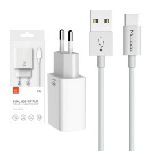 Mcdodo USB Dual Charger CH-6721 (EU) Type-C 1m cestovní sada (bílá)