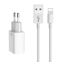 Mcdodo CH-6720 (EU) dvigubas USB įkroviklis Lightning 1 m kelioninis rinkinys (baltas)