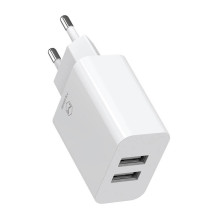 Mcdodo CH-6720 (EU) dvigubas USB įkroviklis Lightning 1 m kelioninis rinkinys (baltas)