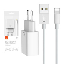 Duální USB nabíječka Mcdodo CH-6720 (EU) Lightning 1m Cestovní sada (bílá)