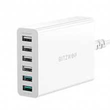 Įkroviklis 6x USB Blitzwolf BW-S15, QC 3.0, 60 W (balta)
