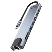 MEDIA-TECH USB TRANSPORTO PRIEMONĖS 8 IN 1 GIGA LAN HUB MT5046