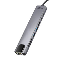 MEDIA-TECH USB TRANSPORTO PRIEMONĖS 8 IN 1 GIGA LAN HUB MT5046