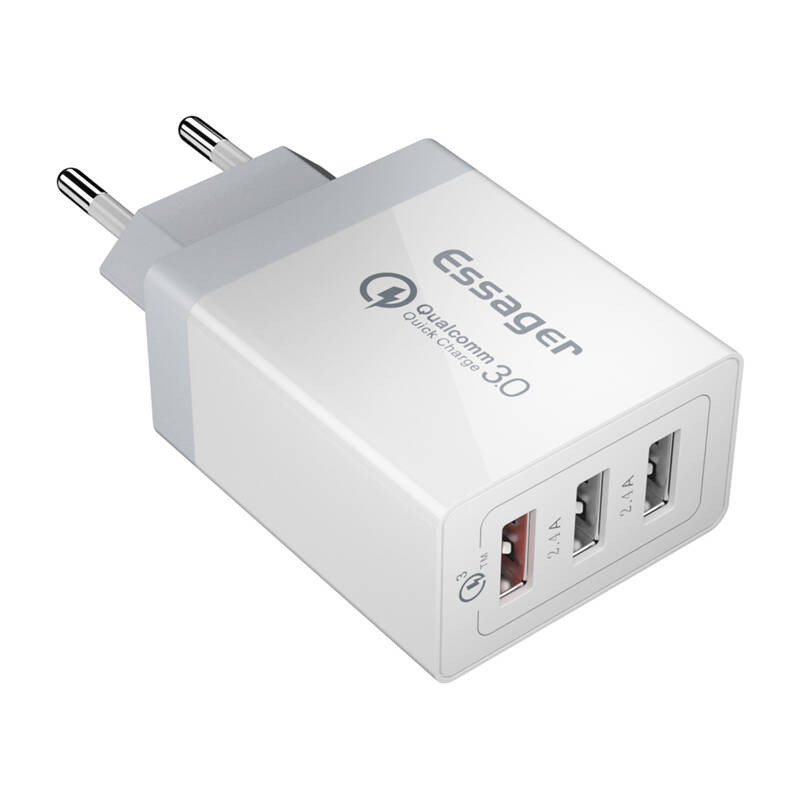 Wall charger, Essager, ECTQC3-FBB02, 3xUSB, 30W (white)