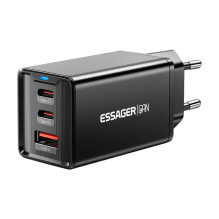 Sieninis įkroviklis, Essager, ECTAC-KSB01-Z, GaN, 2xUSB-C, USB-A, 67W (juoda)